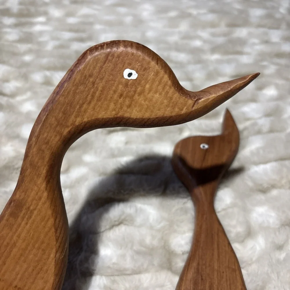 Set Of 2‎ Vintage Wooden Ducks Handmade Wall Decor Cottagecore Country Cottage
